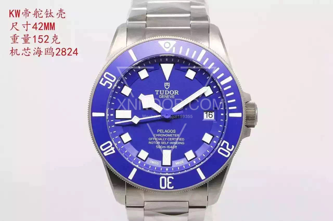 KW帝舵蓝盘钛合金战斧25600TB潜水机械表